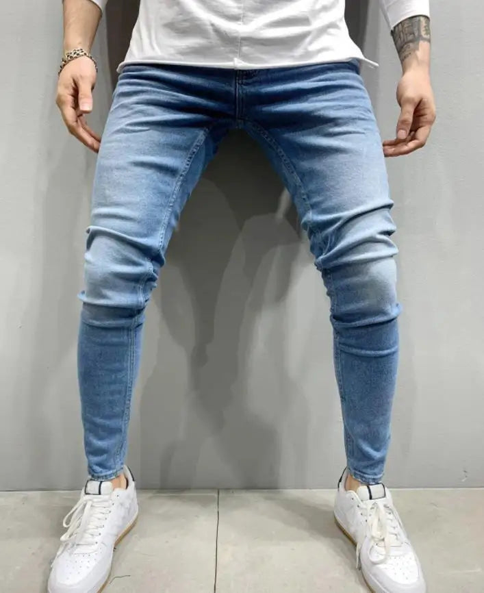 2024 Men Jeans Solid Pockets Stretch Denim Straight Pants Spring Summer Business Casual Trousers Daily Streetwear Men's Clothing GlowCart