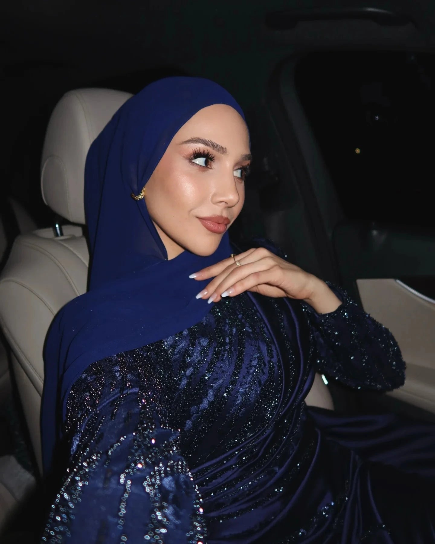 Contessa Dubai Atroceruleous Sequins Floral Prom Dresses GlowCart