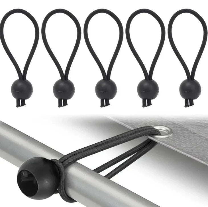 Multi-functional Elastic Tent Fix Cords Black Ball Bungee GlowCart