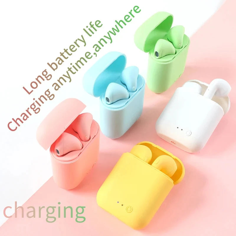 I12 Macaron Bluetooth Headset Matte Sports Binaural Wireless GlowCart