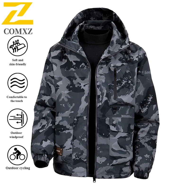 2025 New Men's Jacket Autumn and Winter Hooded Camouflage GlowCart