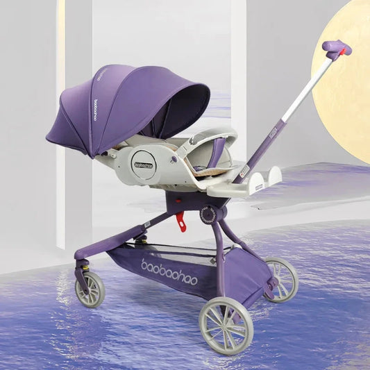 Luxury Lightweight Shock absorption Baby Can Sit and Lie Down Luxury Baby Carriage Portable folding four wheels stroller GlowCart