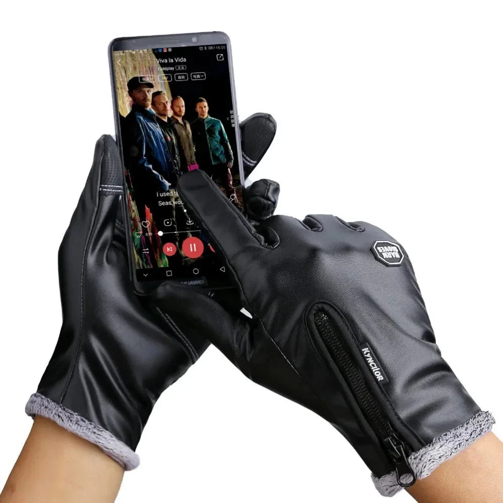 Winter Gloves Leather Thermal Windproof Waterproof  Warmer GlowCart