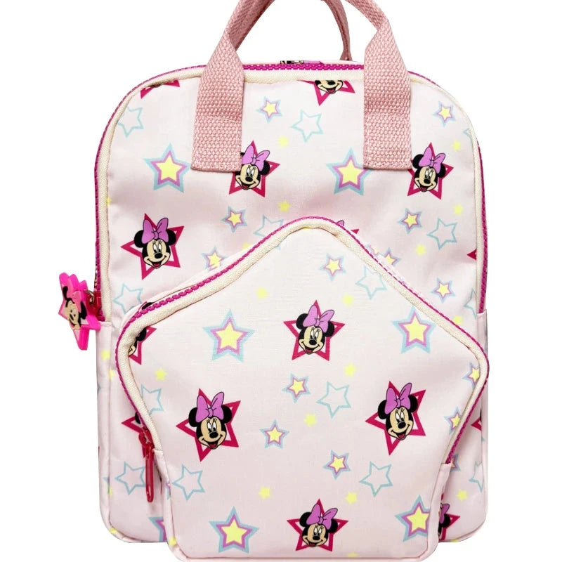 MINISO New Mickey Mouse Cartoon Fashion Backpack Women's Minnie Canvas School Bag Large Capacity Backpack Girls Mochila GlowCart