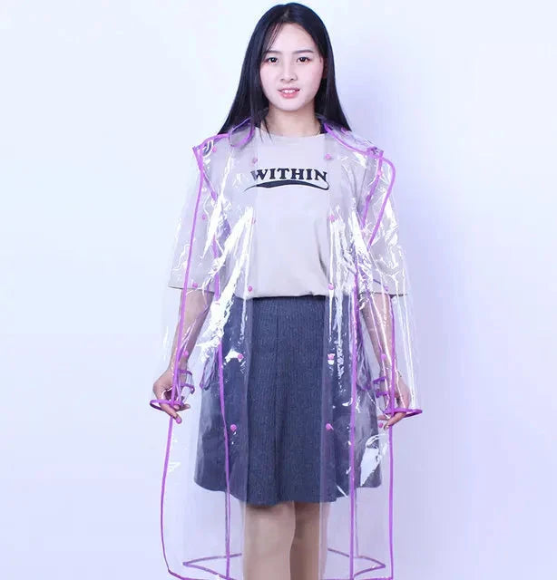 Fashion Long Transparent EVA Rain coat Women Adult Men GlowCart