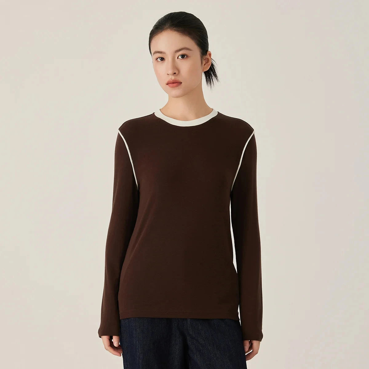 KL9523324 Women's Slim Fit Long Sleeve Crew Neck T-Shirt GlowCart