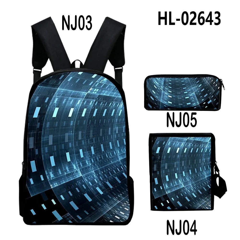 Fashion Youthful Technology style 3D Print 3pcs/Set Student GlowCart