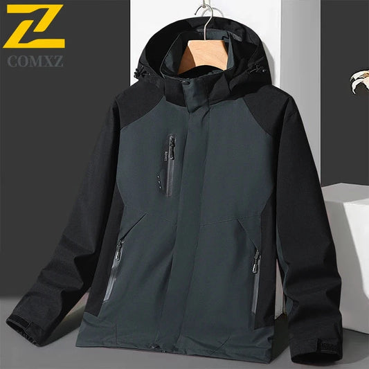 Men's Hiking Waterproof Jacket Large Size Thin Detachable GlowCart