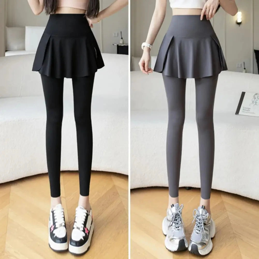 Women Tennis Skirted Leggings Pockets Elastic Sports Yoga GlowCart