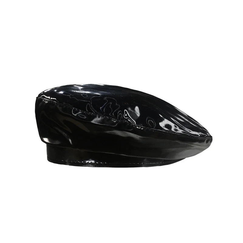 Lady mirror PU leather painter caps casual hat fashion GlowCart