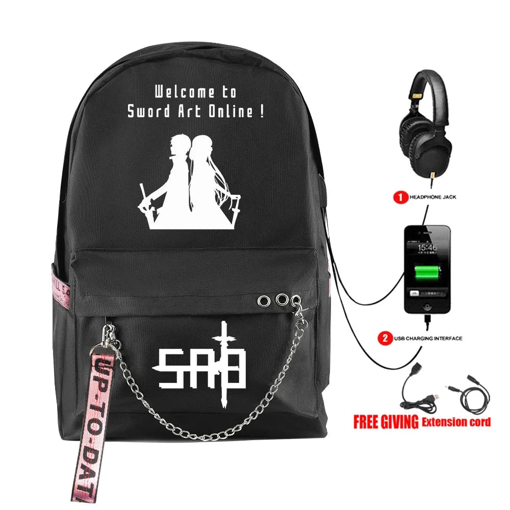 Hip Hop Youthful School Bags Unisex Sword Art Online Travel GlowCart