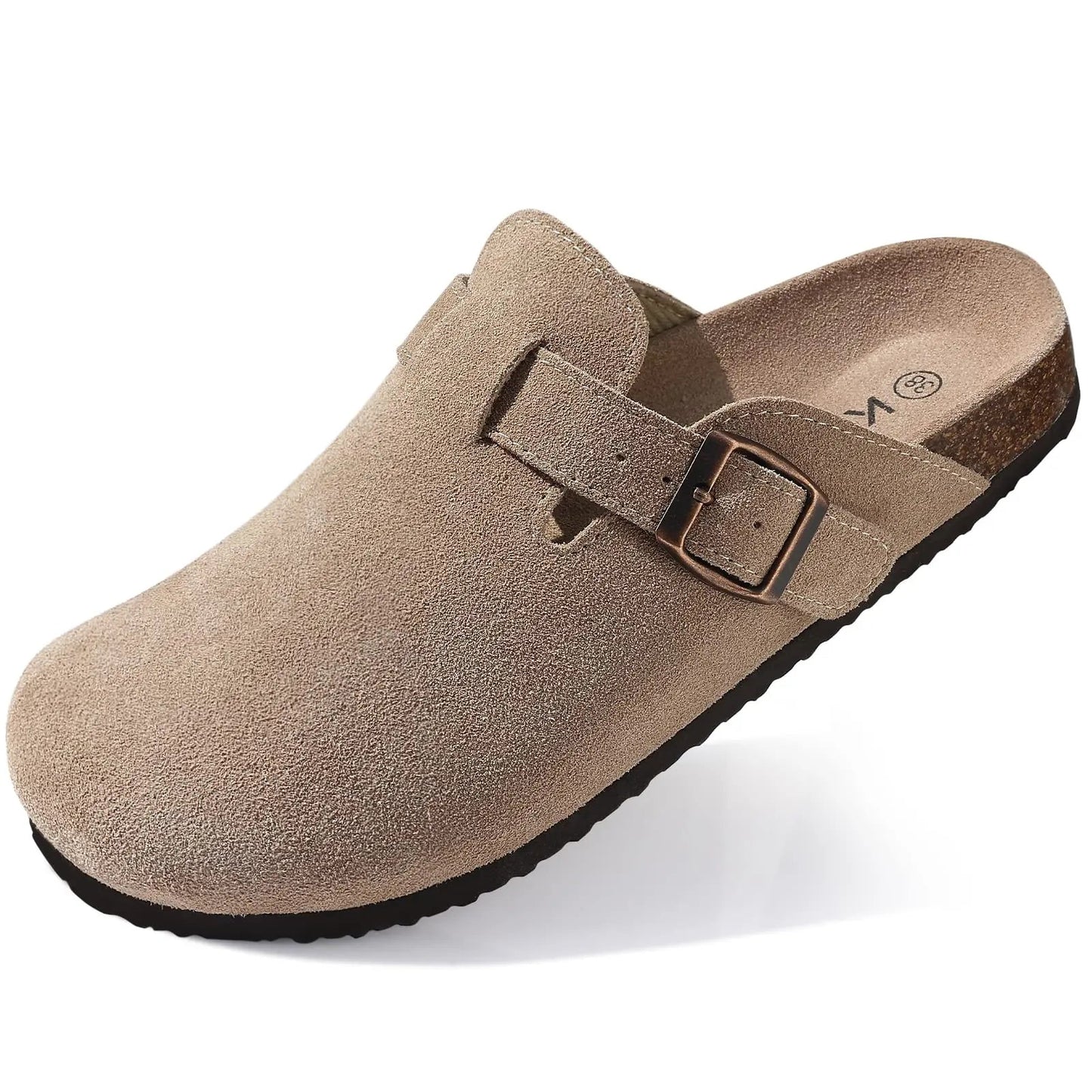 Asgard Women Men Suede Leather Clogs Slippers Fashion Unisex Cork Footbed Sandals Outdoor Antiskid Mules Shoes with Arch Support GlowCart
