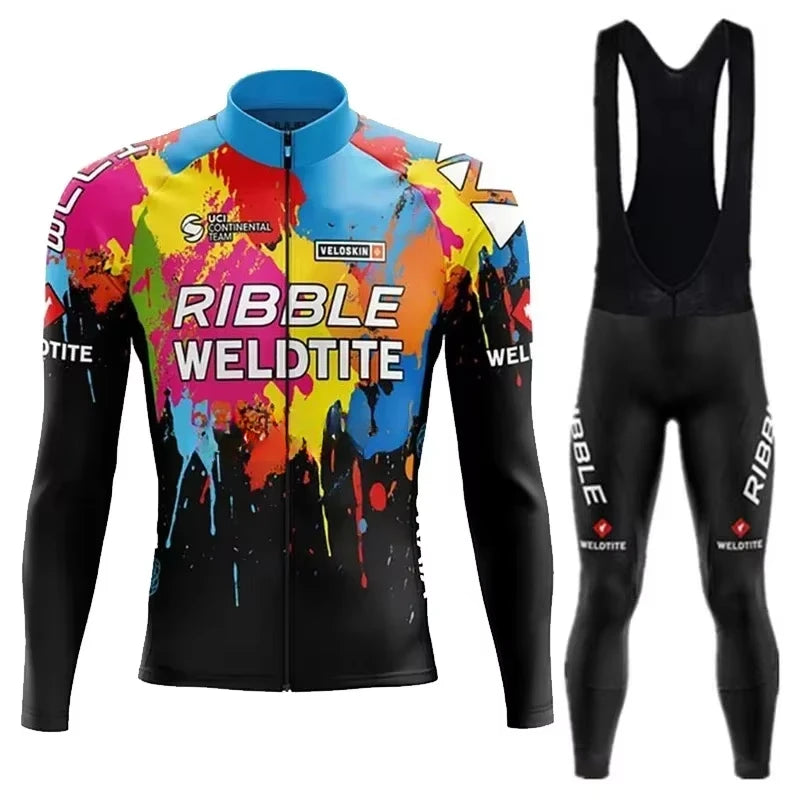 White  Cycling Jersey Set Ribble Weldtite Cycling Clothing Autumn Men Road Bike Shirt Bicycle Tights Mtb Maillot Culotte GlowCart