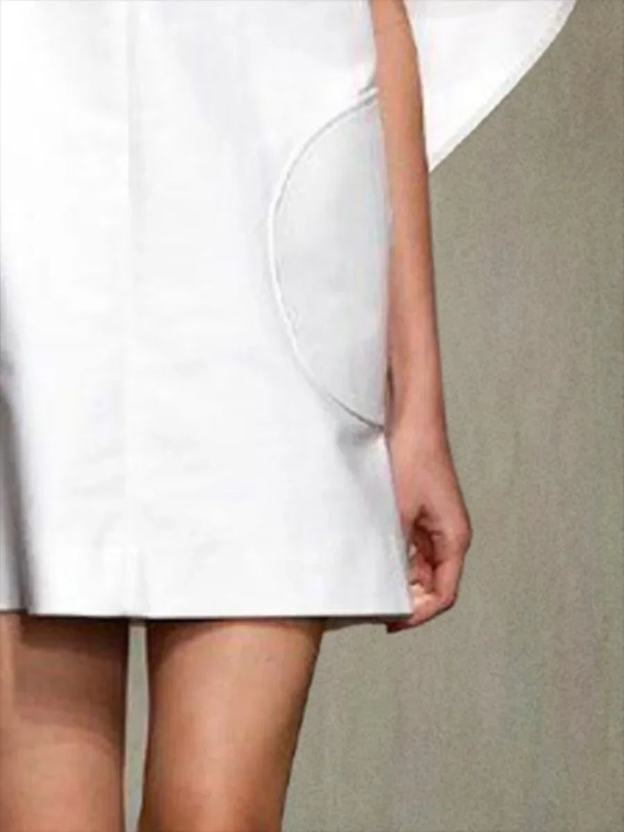 Yeezzi Fashion Black White Color Short Dress For Women 2025 New Spring Deep V-neck Half Sleeves Loose Prom Party Mini Dresses GlowCart