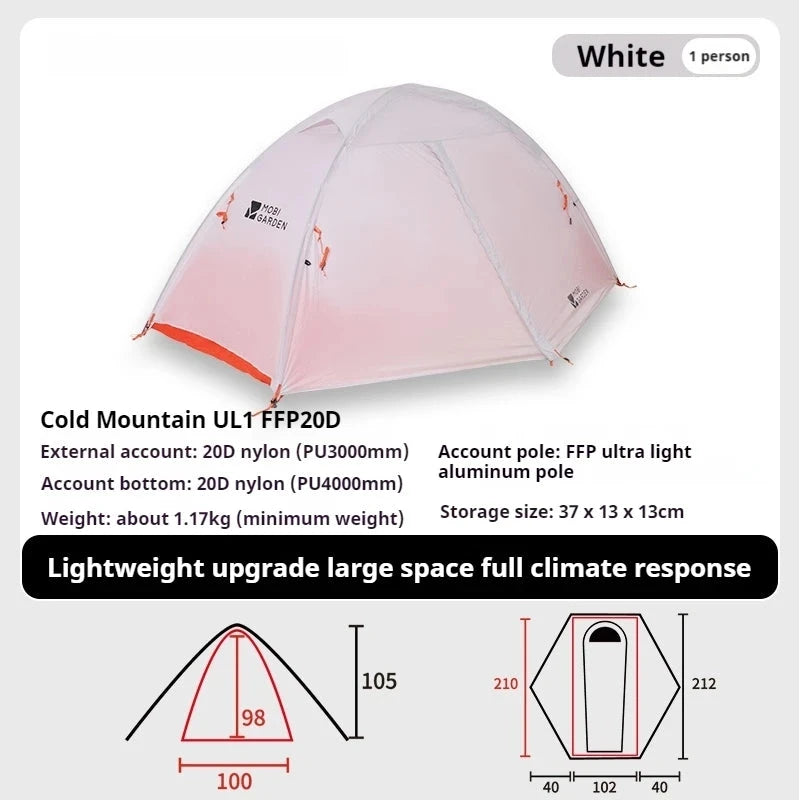 Mobi Garden Ultralight Tent Nylon Waterpoorf 1-2 Person GlowCart