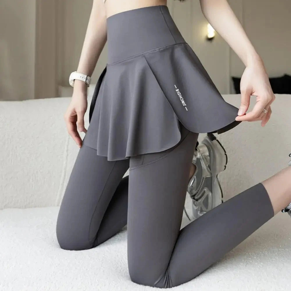 Women Tennis Skirted Leggings Pockets Elastic Sports Yoga GlowCart