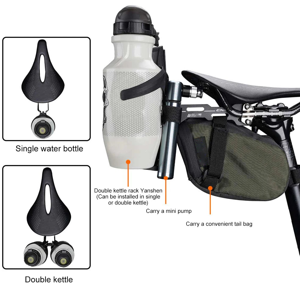 Bicycle Saddle Bottle Cage Extension Holder Bicycle Water Cup Holder Saddle Mount Rack for Outdoor Cycling GlowCart