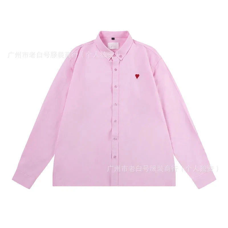 Loose Fit Embroidered Collar Shirt 2025 Trendy Brand AM1 GlowCart
