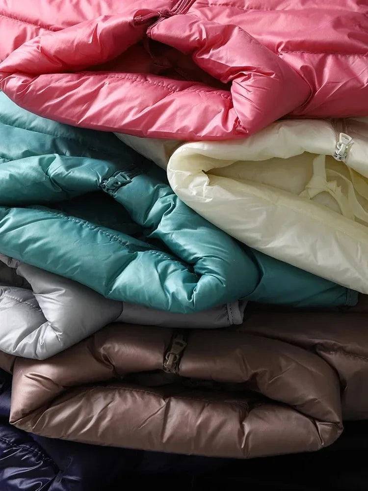 Ultra Light Slim Down Coat Women Autumn Stand Collar Thin GlowCart