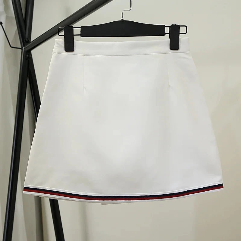 Pleated Motion Skirt Women Summer Middle Waist Slim A Line GlowCart