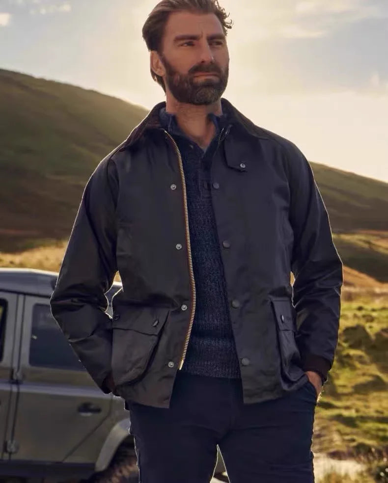 Bar Bedale Olive Green Waxed Jacket