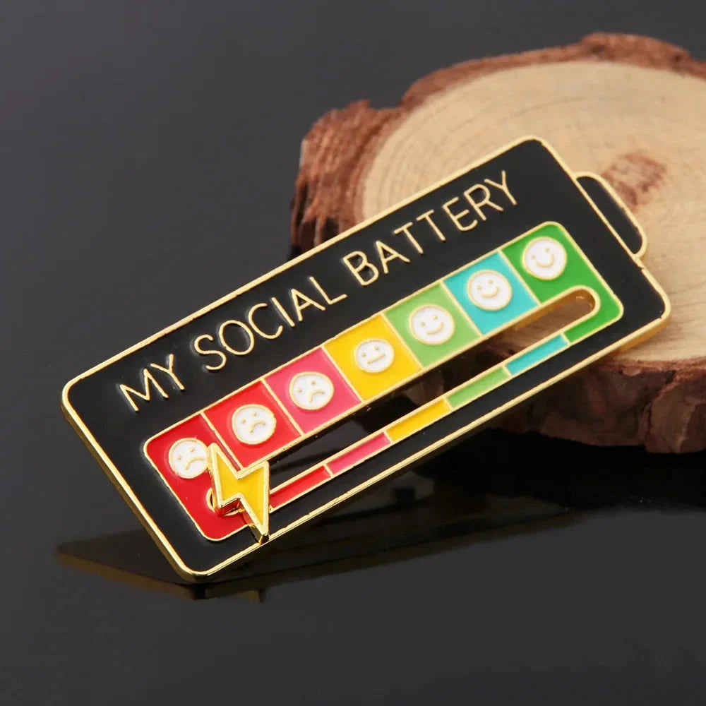 My Social Battery Lapel Pins For Backpacks Broche Enamel Pin GlowCart
