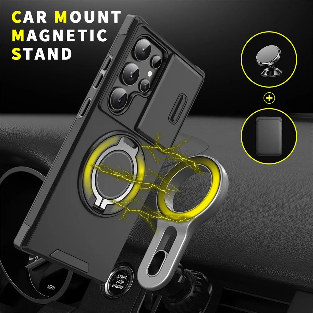 Slide Camera Protection Magnetic Stand Phone Case for GlowCart