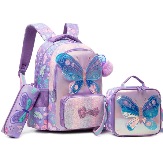 kids backpacks with Lunch Bag for girls 3pcs girls bookbag and Lunch Box Set for Elementary Middle School GlowCart