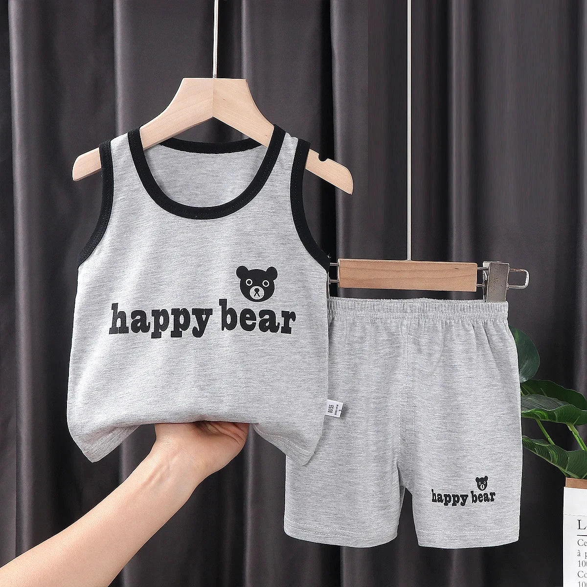 2PCS Children Sets Kids Clothes Vest Suit  Summer Children Clothing baby Cotton T-Shirts Shorts Tank Top  Boys Girls Sleeveless GlowCart