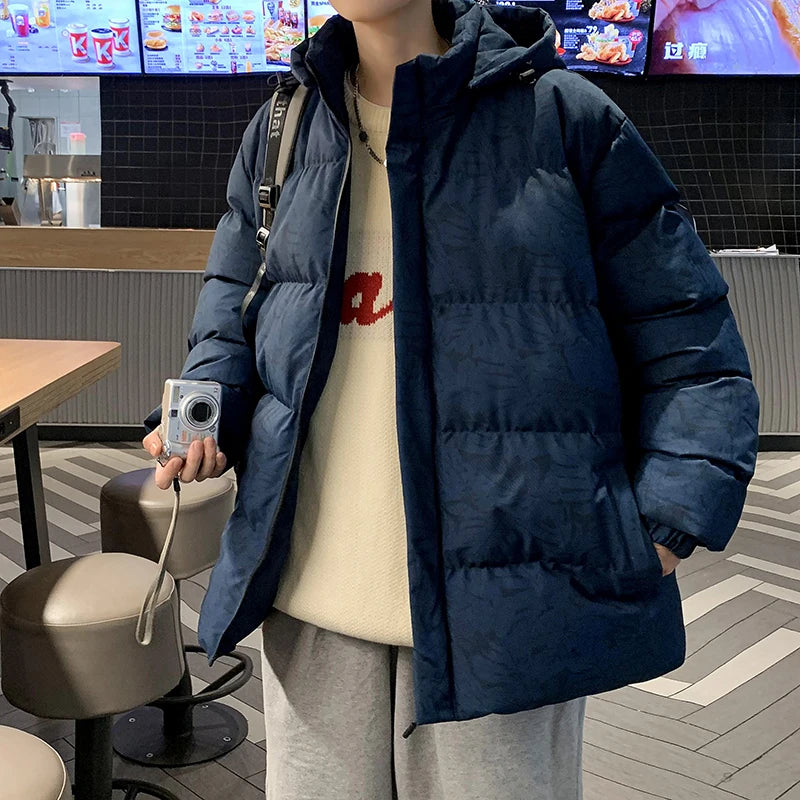 Men's Warm Cotton Padded Jacket Winter Stand Collar Short Parka Coat Casual Thickened Outdoor Sporty Wear 2025  men jacket blue GlowCart