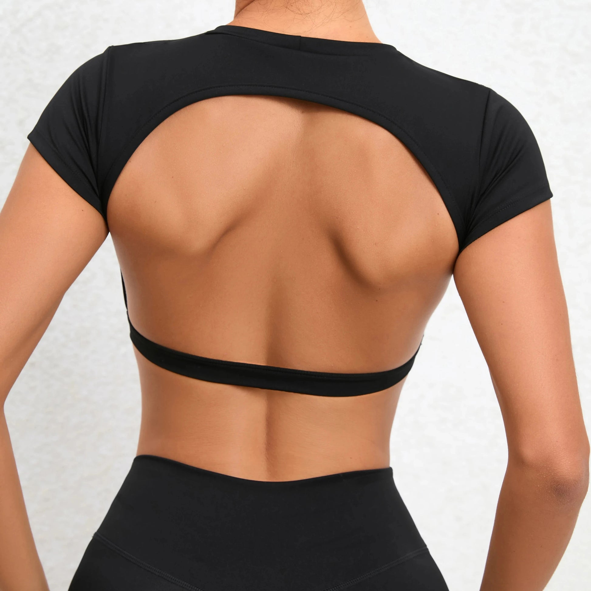 Sports Muscle Back Tee Without Padded Women Backless Sports Shirts Workout Gym Training Yoga T-Shirt Outdoor Open Back Tops GlowCart