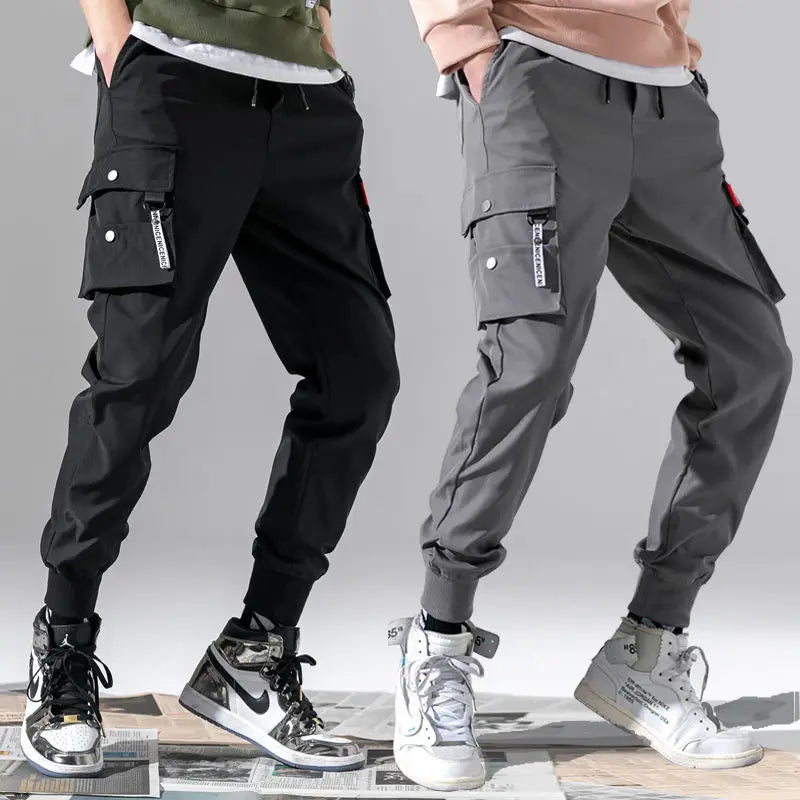 Running Classic Streetwear Casual Men Ribbons Harem Jogging Pants Male Slim Fit autumn Cargo Pants Multi-Pockets male Trousers GlowCart