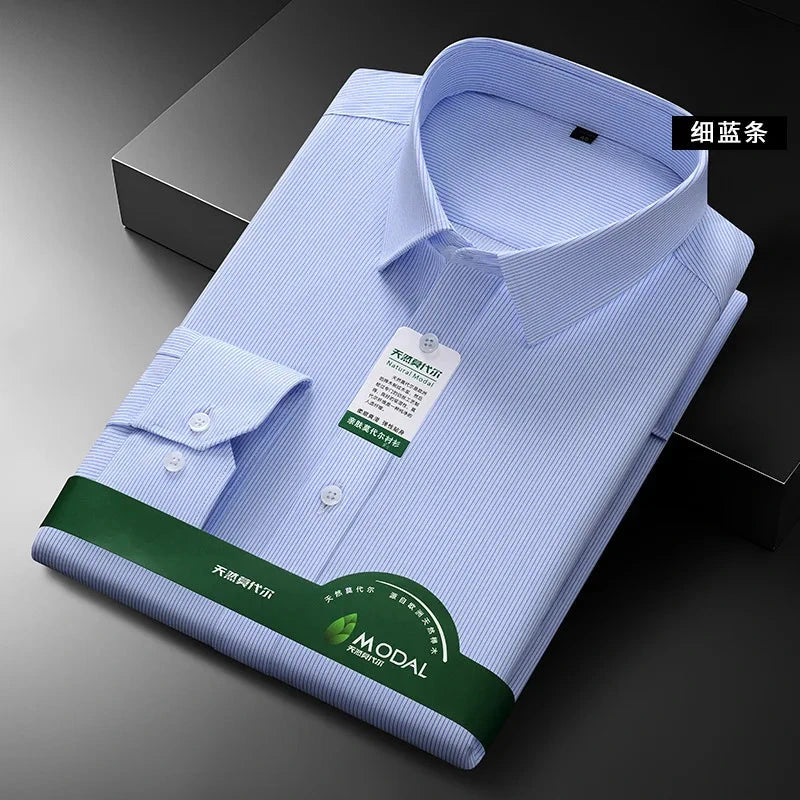 New Quality Anti-Wrinkle Men Shirt Long Sleeves Dress Shirts GlowCart