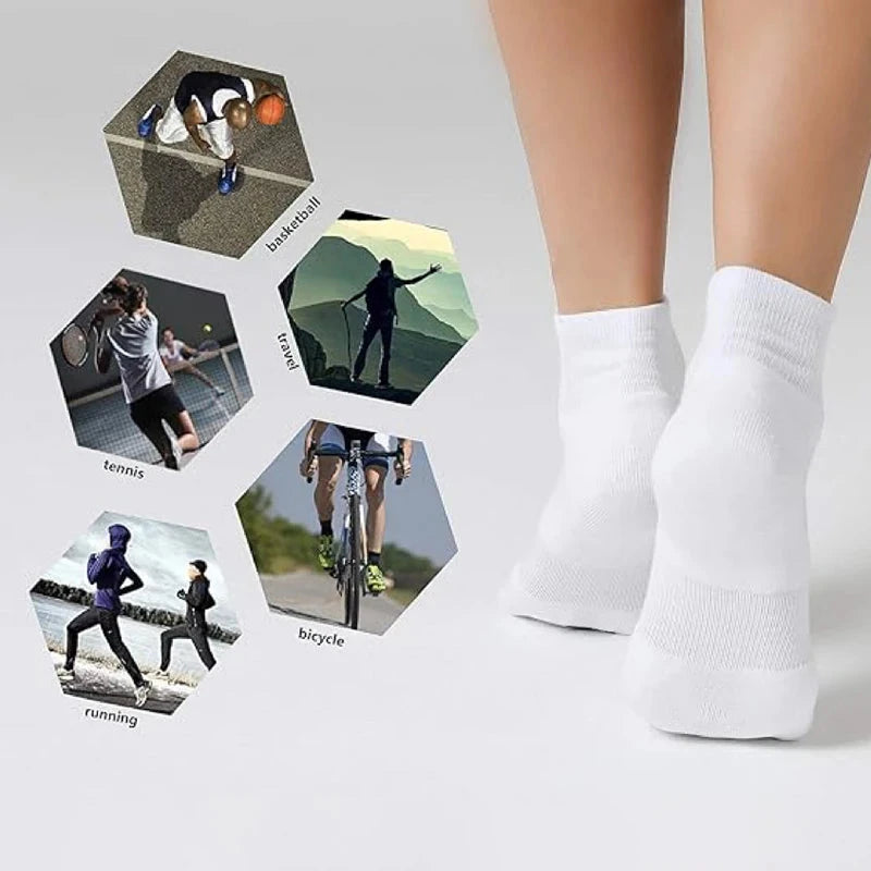 6 Pairs Men Running Sports Socks Comfortable Sweat Absorbing Breathable Cushioning Shock-Absorbing Basketball Sports Casual Sock GlowCart