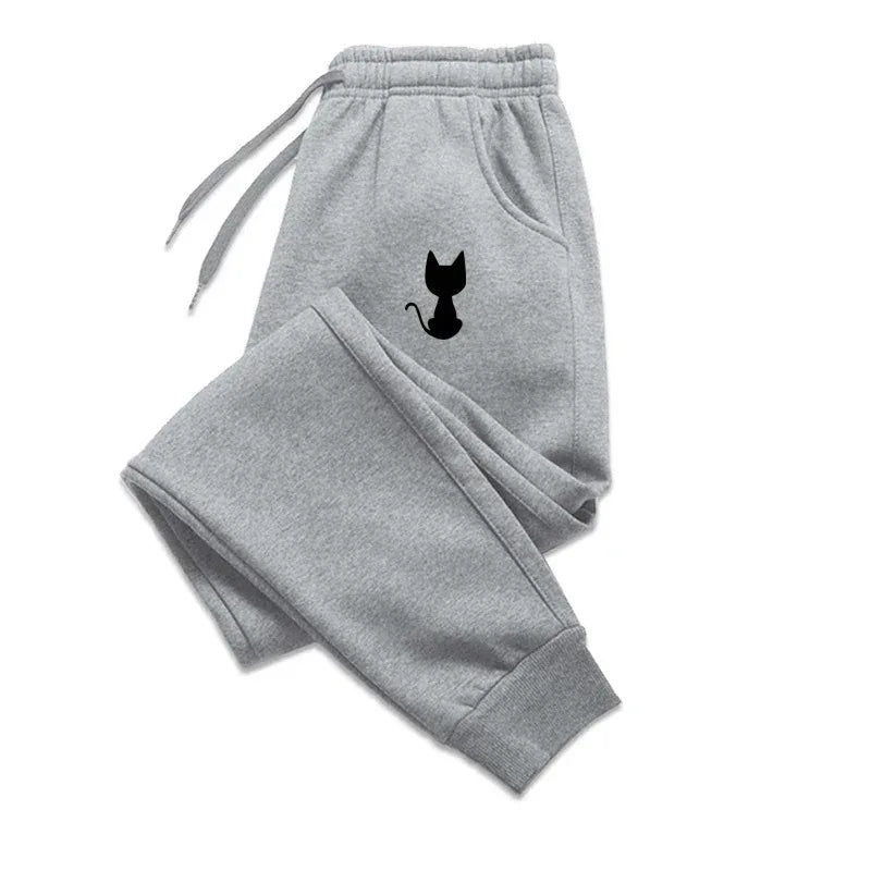 Print Cat Autumn and Winter Fleece Men's Clothing Pants Fashion Casual Lace Casual Sports Running Pants Wholesale Sports2025 GlowCart