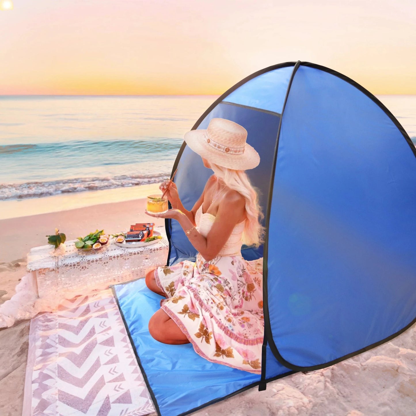 Pop Up Beach Tent Sun Shelter for Summer Camping - UPF 50+ GlowCart