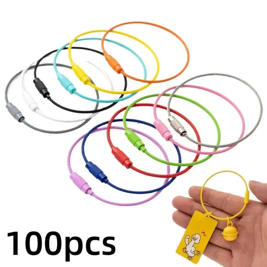 10-100PCS Steel Wire Keychain Multi-color Circular Rope GlowCart