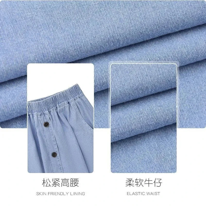 Women Large Size 5XL Cowboy Skirt Design Sense Niche Ladies Fashion Denim Maxi Skirt 2025 Feminine High Waist Jeans Long Skirts GlowCart