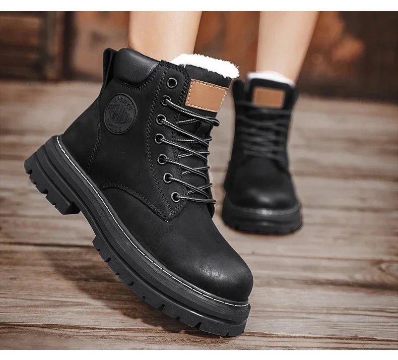 Boots Men High Top Boots High Quality Women Leather Shoes GlowCart