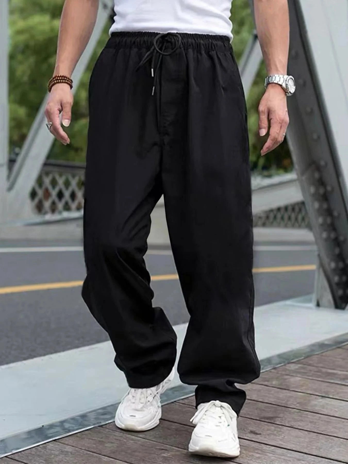 Men's Drawstring Waist Cargo Pants Regular Fit Casual Comfy GlowCart