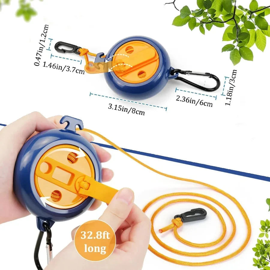 Portable Travel Clothesline,32.8ft Retractable GlowCart