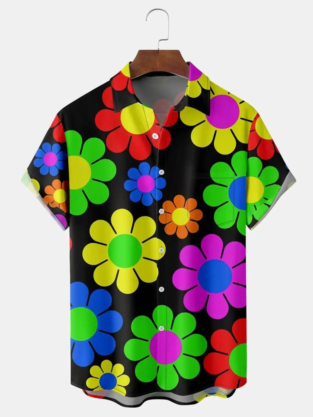 New Hawaii Spring/Summer Fashion Leisure Street Walk Tourist Beach Printed Full Open Short Sleeve Button Shirt, Quick Shipping GlowCart