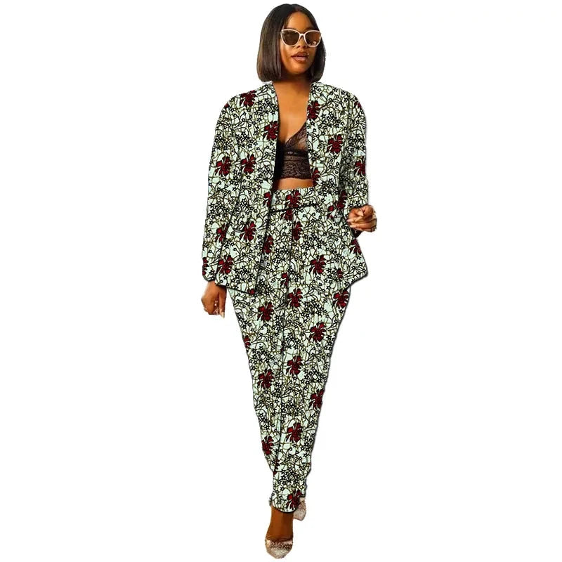 African Collarless Jacket Women's Suit Nigerian Style Female GlowCart