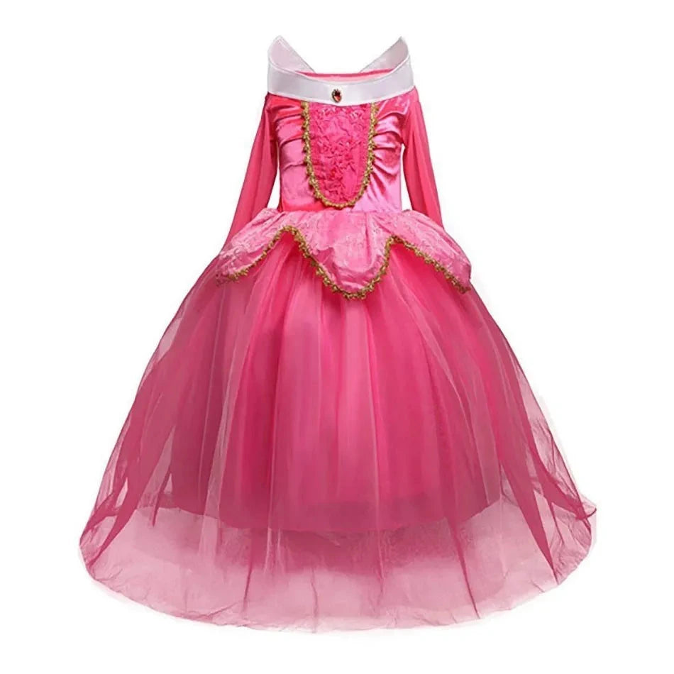 Princess Dress for Girls Elsa Anna Cosplay Costume Kids Jasmine Belle Cinderella Aurora Halloween Christmas Party Elegant Dress GlowCart
