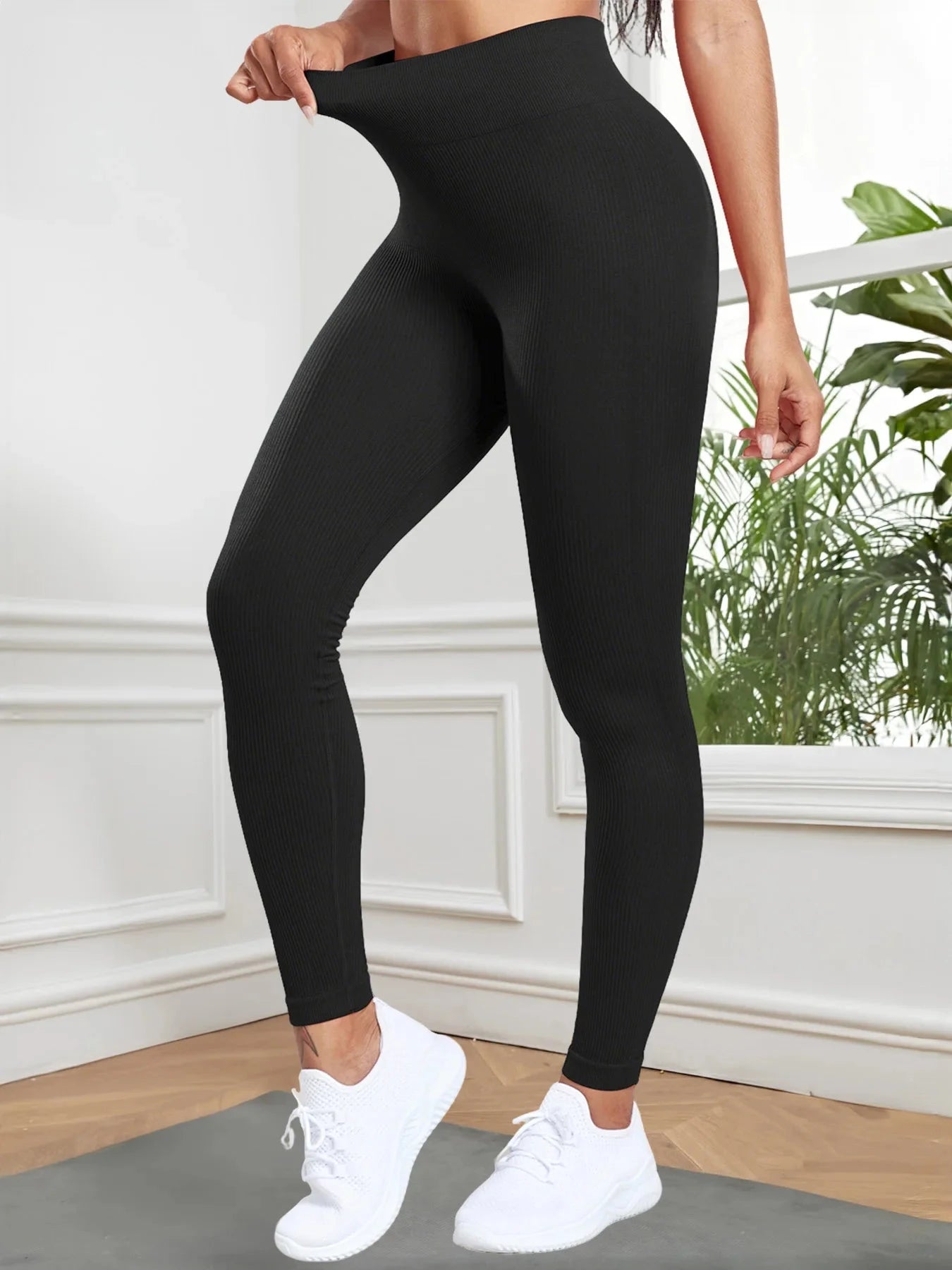 Women Seamless Ribbed Leggings High Waist Butt Lifting GlowCart