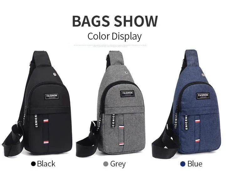 2023 New Chest Bag Messenger Pack Men Simple Nylon Fashion GlowCart