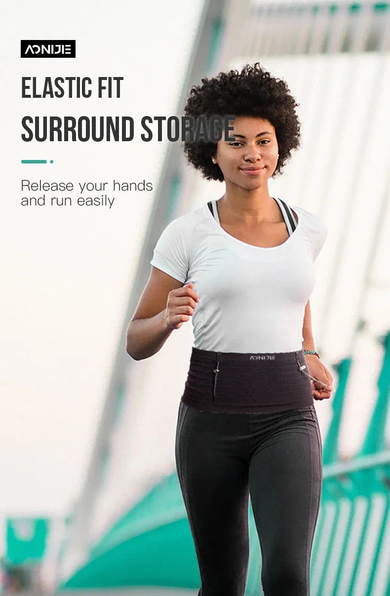 AONIJIE W8116 Woven Elastic Sports Waist Pack Men Women Trail Running Belt Hydration Waist Bag Phone Holder Gym Fitness Marathon GlowCart