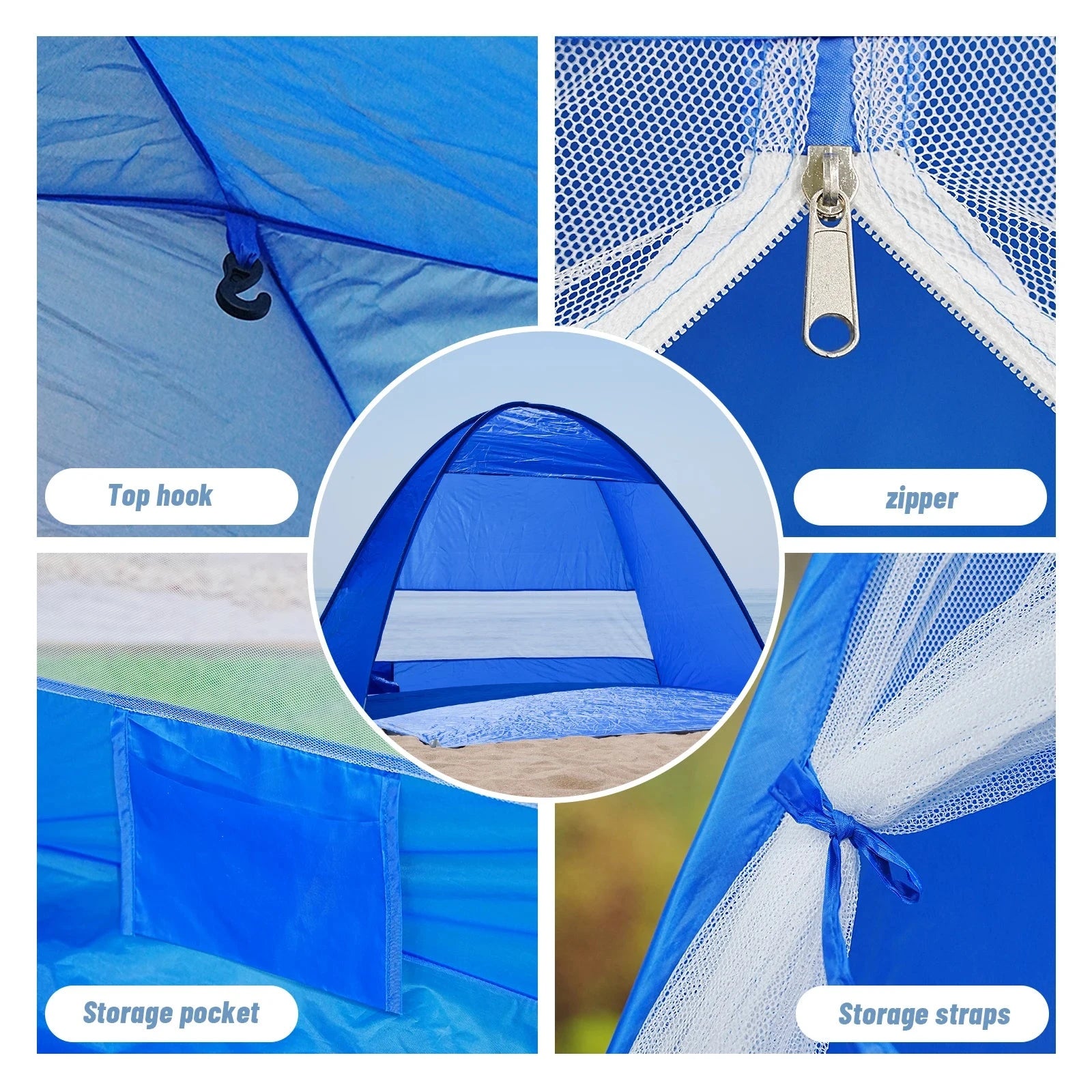 Pop-up beach tent,with handbag - compact folding design, GlowCart