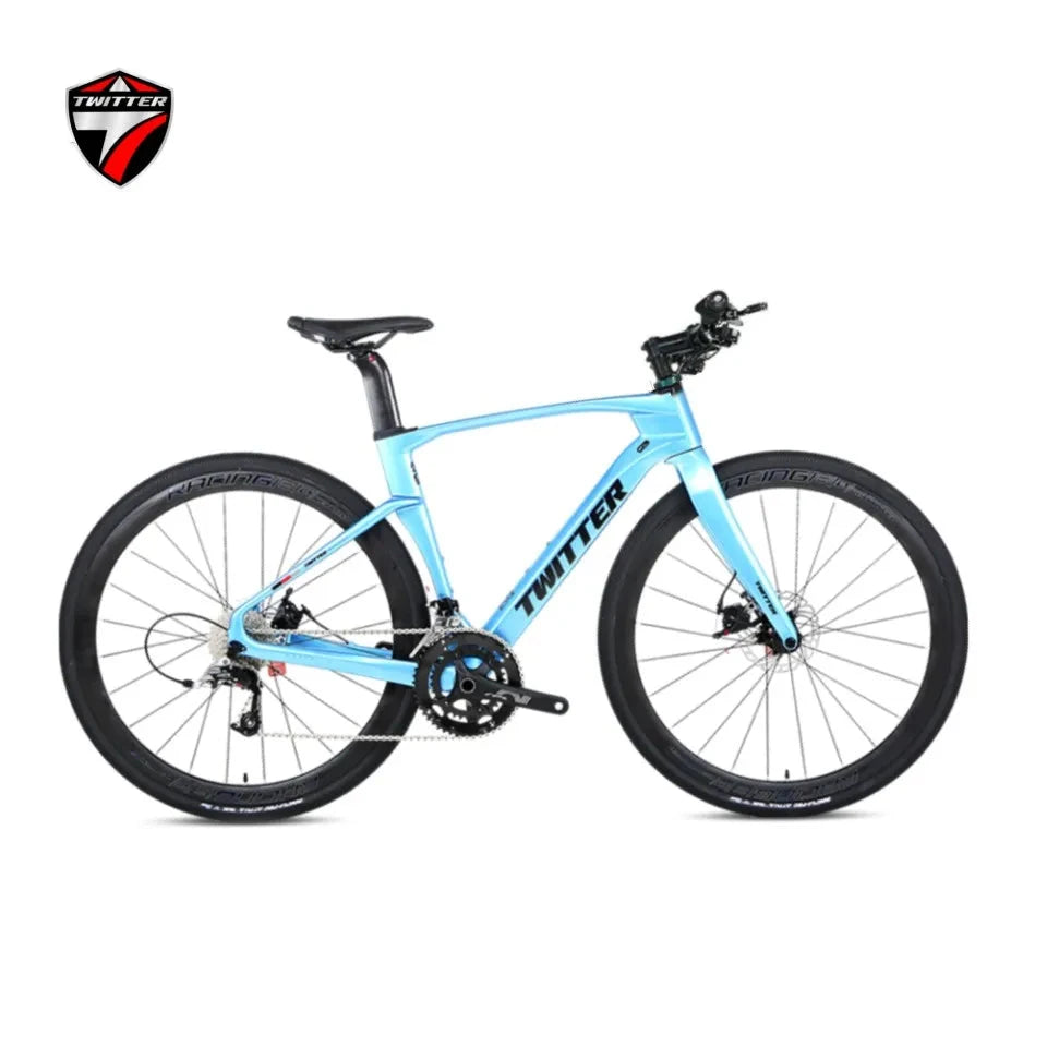 TWITTER GRAVEL-V3 Wheel Peak EDS radio variable 13speed Flat handlebar full carbon fiber gravel road bike hydraulic disc brakes GlowCart