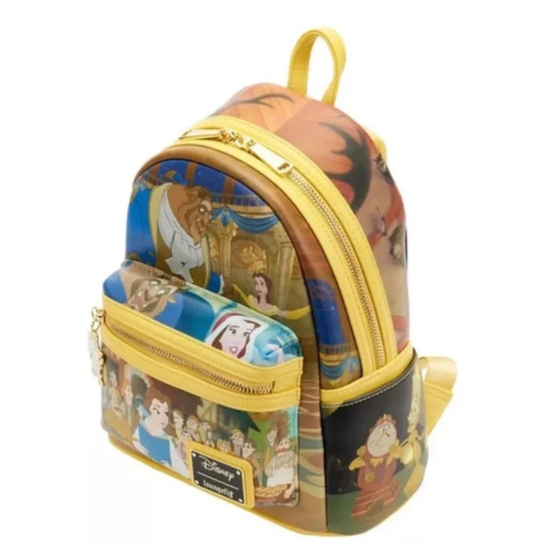 Beauty and The Beast Princess Scene Cogsworth Lumiere Chip Cosplay Mini Backpack GlowCart